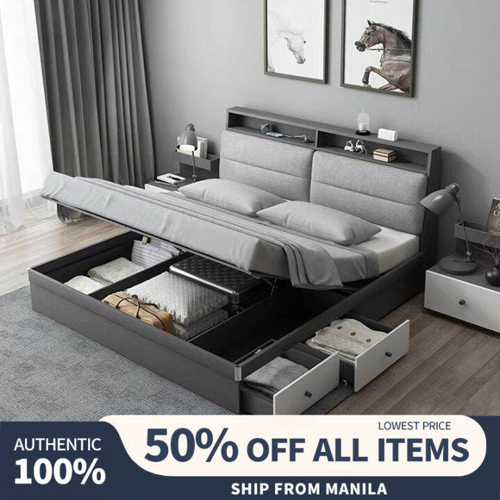 Benbo 150x200CM high-end storage double bed high box storage box bed