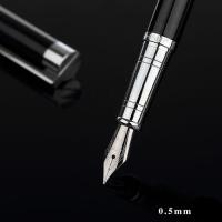 Jinhao 126 Luxury Black and Silver Clip 0.5mm Metal Fountain Pen Inking Pens for Writing School Office Stationery Free Shipping