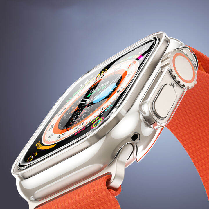 สมาร์ตวอตช์สายหนัง49มม-กระจก-เคสสำหรับ-apple-watch-49มม-อุปกรณ์เสริมพิเศษสำหรับพีซี-ตัวป้องกันหน้าจอกระจกกันรอยสมาร์ทโฟน-i-watch-series-49มม