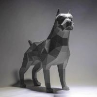 3D Papercraft DIY Paper Model Pit Bulls Dog Sculpture Home Decorations Puzzles Animal Models Origami Gifts Adult Toy Living Room