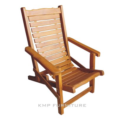 Spk shop เก้าอี้ไม้จริงปรับโยก เก้าอี้นั่งปรับนอนไม้จริง (สีไม้สักทอง)