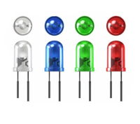 10 ชิ้น. LED Super bright 5mm Blue Green Red  White หลดสีขาว แสงสีแดง สีเขียว และสีน้ำเงิน