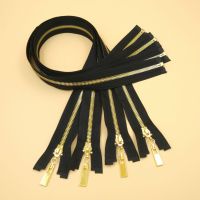 ☞☊ 5 metal zipper for sewing black fabric with gold tooth clothes down jacket zipper repair long pull 65cm 2pcs free shipping