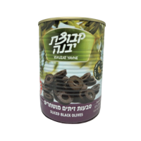 Sliced Black Olives Kvutzat Yavne 560 gr - มะกอกดำหั่นแว่นดองในน้ำเกลือ บรรจุ 560 กรัม เฉพาะเนื้อ น้ำหนักสุทธิ 275 กรัม