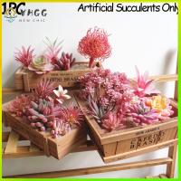 VHGG 1 PC Garden Decoration Bonsai Floral Arrangement Flocking Flower Fake Grass Red Succulents Artificial Leaves