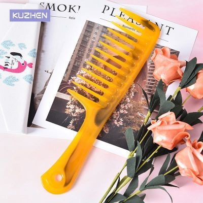 New 24x6.5cm 1Pc Wide Tooth Handle Hairdressing Salon Antistatic Plastic Hair Comb Detangling Randomly Color
