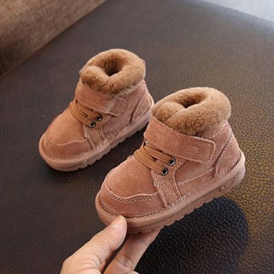 New Winter Baby Snow Boots Unisex Leather Cute Boys Girls Shoes Warm Cotton Kids Sneakers Soft Bottom Toddler Baby Shoes