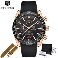 BENYAR Men Watches nd Luxury Silicone&amp;Steel Band Wristwatches Man Leather Chronograph Quartz Military Watch Relogio Masculino