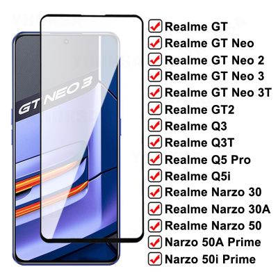 แก้วป้องกัน9d สำหรับ Realme Gt Neo 2 3 50i 30a จอ Q5 3T ตัวป้องกันแบบมือโปร30 Q3 50 Tempered Pro Q5i Q3t Narzo
