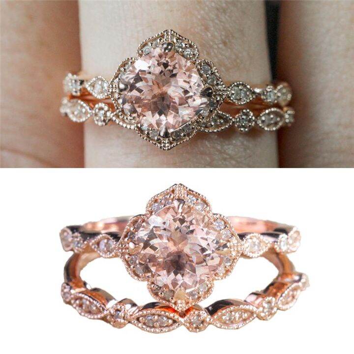 ss-18k-rose-gold-round-floral-crystal-diamond-zircon-ring-wedding-band-ring-set