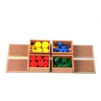 NEW Montessori Wooden Four Colored Cylinder Set Baby Toy Learning Educational Toys Knobless Cylinders Sensory Toys Teaching Aids