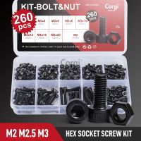 M2 M2 M2 5 M3 baut topi kepala soket baut Hex kacang bermacam-macam Kit hitam oksida 12.9 mesin metrik kecil sekrup Allen Set 200/280 buah