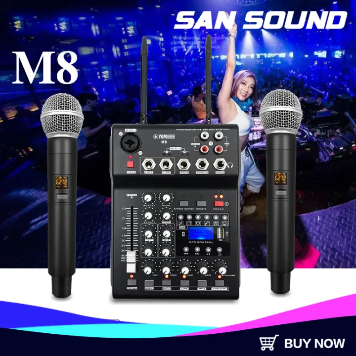 Yamaha M8 mixer has a built-in sound card and 2 wireless microphones ...