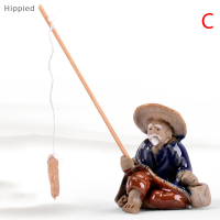 Hippied? Fishing Old Man เรซิ่นรูปรูปปั้นนั่งสวนเครื่องประดับกลางแจ้งสวน