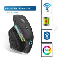 ZZOOI Missgoal RGB Wireless Mouse 2.4G Bluetooth Programming Ergonomic Gaming Mouse 4000 DPI Rechargeable Silent Mouse For PC Laptop