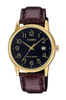 Casio Standard นาฬิกาข้อมือผู้ชาย สายหนัง รุ่น MTP-V002GL,MTP-V002GL-1B(CMG) - สีทอง