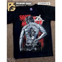 PG 40 Sons Of Anarchy Samcro เสื้อยืด ลายหนัง สกรีนลาย ผ้าหนา Movie BT Black Timber  S-3XL