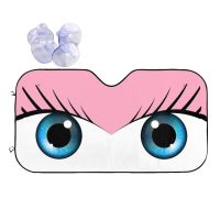 hot【DT】 Pink Eyes Sunshade Windscreen Cartoon Cover Front Block Window 76x140cm Car UV Protector