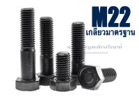 สกรูหัวเหลี่ยมดำแข็ง M22x2.5 น็อตเกรด 10.9 เกลียวมาตรฐาน น็อตแข็งพิเศษ น็อตเบอร์ 32 Carbon Steel Hex Bolt