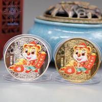 MINFEN Bimetal Collection สิบสองราศี ของตกแต่งบ้าน 2022 วัฒนธรรมจีน เหรียญทอง เหรียญเสือ เหรียญที่ระลึก ของสะสม