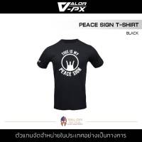 Valor PX - Peace Sign T-Shirt เสื้อยืดสีดำ เสื้อสกรีนลาย คอกลม ลายเท่ๆ ผ้า Cotton TC ผ้านุ่ม โปร่งสบาย