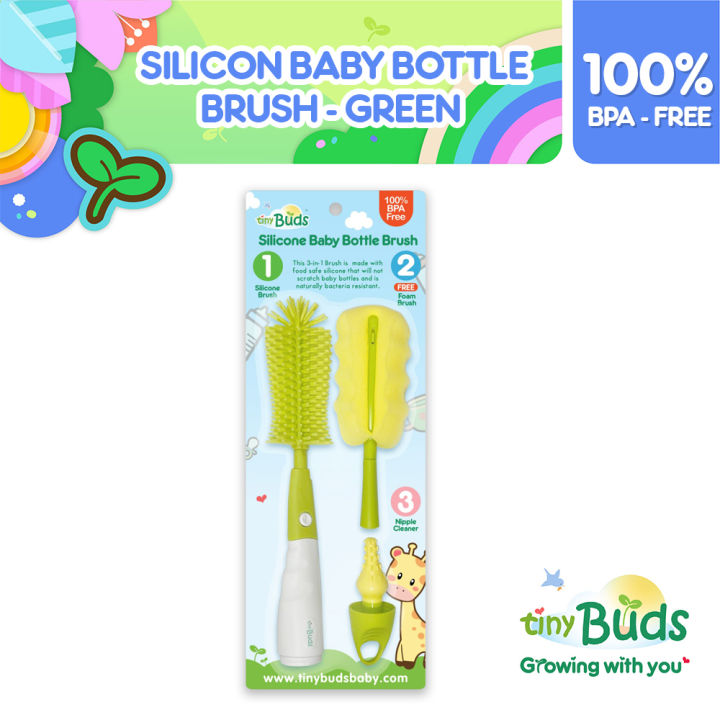 Tiny Buds Baby Silicone Bottle Brush GREEN