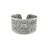 DSP กำไลเงินลายสวนดอกกุหลาบ พิกุลเครือเถา เงินแท้ 925 : DSP 925 Sterling Silver Flower Cuff Bangle [GSPP0115]