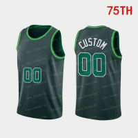 ที่กำหนดเองพิมพ์75th เมืองเสื้อบาสเกตบอล Jayson Tatum 0 Al Horford 42 Jaylen Brown 7 Marcus Smart 36 Derrick 9สีขาว Brodric 97 Thomas Luke 35 Kornet Daniel 27 Theis