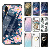 กระจกนิรภัยสำหรับ Huawei P20 Lite P30 Pro Mate 20 Honor 8X10 10i Nova 3 3i ดอกไม้ Leaf Moon Love คู่ฝาครอบ Capa-tw4f