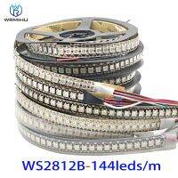 WS2812B DC5V 5เมตร/ม้วน30/60/144Leds/M สีดำ/สีขาว PCB IP30/IP65/IP67 5050RGB สามารถระบุที่อยู่รายบุคคลได้สมาร์ท Led แถบไฟพิกเซล