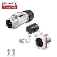 CNLINKO M24 3 Pin IP68 Waterproof 35A Power Connector Outdoor Plug-in Snap Fasten Quick Solid Panel Mounted Electrical Connector Electrical Connectors