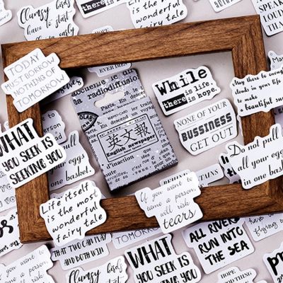 46pcs/box Vintage English Newspaper Diary Paper Label Sealing Adhesive Scrapbooking Decorative DIY Stickers Stickers Labels