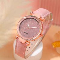 【July】 Foreign trade net red hot style silver powder rhinestone face womens watch matte leather strap ladies leisure two-piece suit