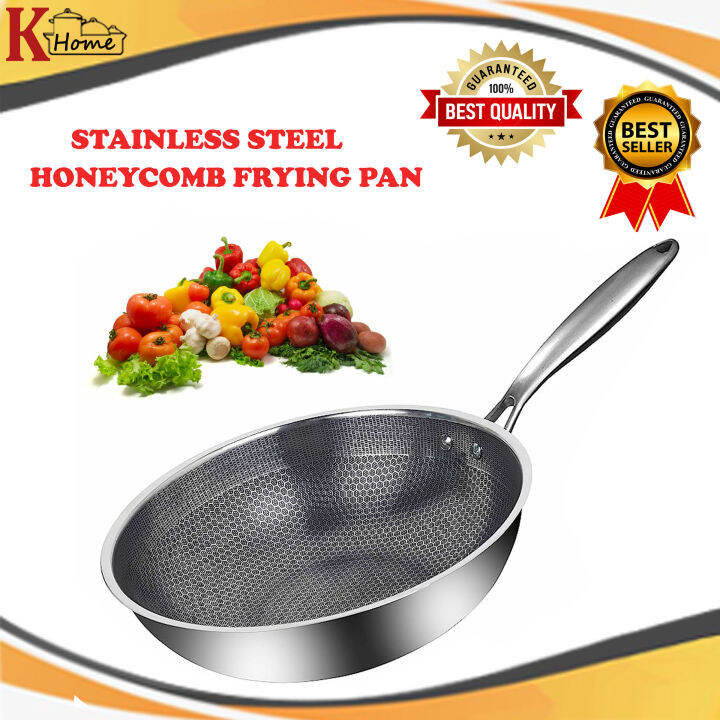 Honeycomb Non-stick frying Pan Stainless Steel Wok Pan 32cm | Lazada PH