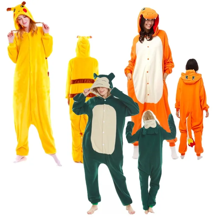 Pokemon Charmander Pikachu Snorlax Piplup Onesie Costume for Adults ...