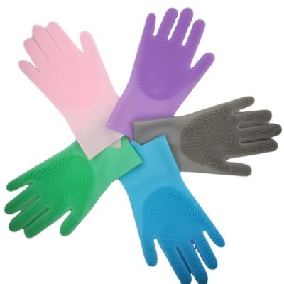 1 Pairs Silicone Cleaning Gloves Multifunction Magic Dish Washing Gloves for Kitchen Household Silicone Washing Gloves Safety Gloves