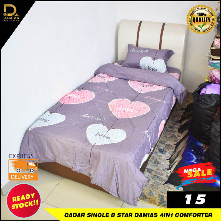 WAREHOUSE KAJANG Cadar Single Bujang 8 STAR Set 4 in 1 With Comforter Limited Edition Exclusive