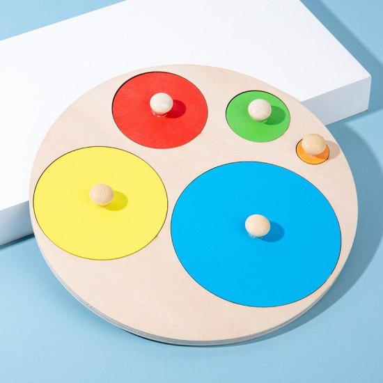 Montessori hình học đầy màu sắc nắm bắt hội đồng quản trị đồ chơi bằng gỗ - ảnh sản phẩm 2