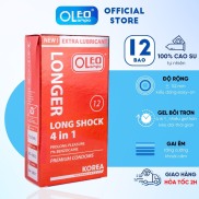 Bao cao su gân gai OLEO LAMPO Long Shock 4 in 1 Extra Lubricant gai êm