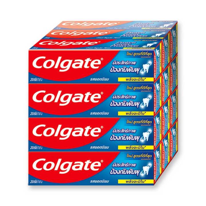 Colgate Toothpaste Great Regular Flavor 20 g x 12 (New Formular).คอลเกต ยาสีฟัน ยอดนิยม สูตรใหม่ ขนาด 20 กรัม แพ็ค 12 กล่อง