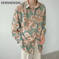 EERSHENSHI เสื้อพิมพ์ลายวินเทจสำหรับทั้งหญิงและชายเสื้อแขนยาวคู่หลวม