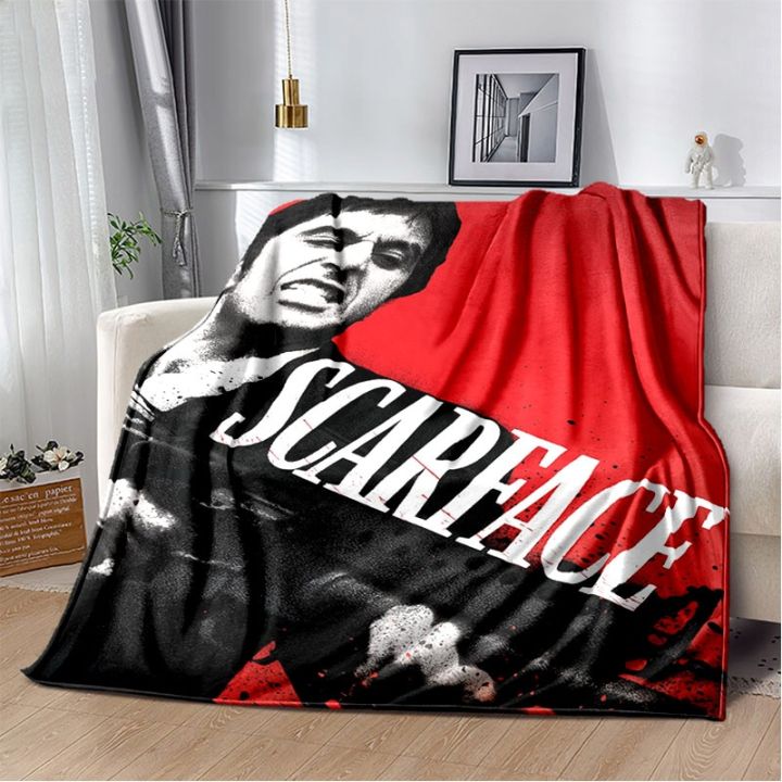 in-stock-scarface-classic-movie-duvet-cover-godfather-print-throwing-blanket-lightweight-sofa-travel-camping-bed-cover-can-send-pictures-for-customization