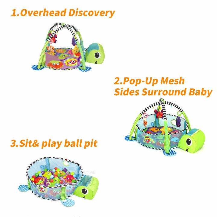 PRETTY MJ 3 In 1 Activity Turtle Shape Ball Pit Babies Playmat Baby