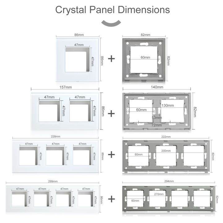 dt-hot-bseed-157mm-glass-panel-frame-sockets-wall-with-metal-base-included