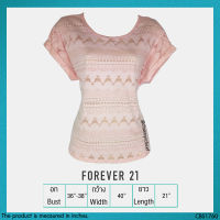 USED Forever 21 - Pink Floral Open Back T-Shirt | เสื้อยืดสีชมพู สีโอรส เสื้อโชว์หลัง ลายดอก แขนสั้น ทรงใหญ่ สายฝอ แท้ มือสอง