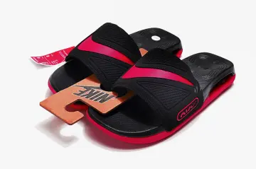 Nike slippers hotsell black and red