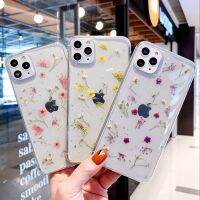 ดอกไม้แห้งของจริงเคสสำหรับไอโฟน XS Max XR 7 8 Plus 14 13 12 11 Pro Max SE 2เคสทำด้วยมือนิ่มลายดอกไม้สด