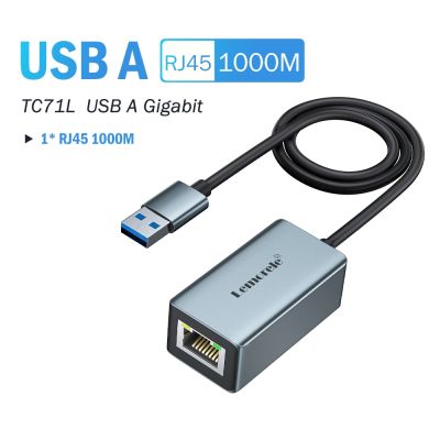 Lemorele TC71 adaptor Ethernet USB 3.0 Gigabit RJ451000M adaptor Multi Splitter OTG untuk Xiaomi laptop Macbook Pro PC Co