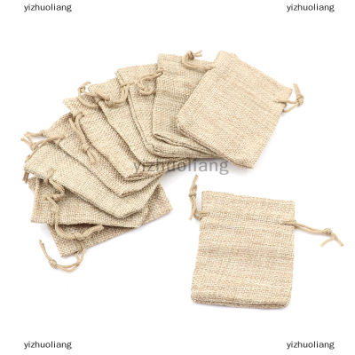 yizhuoliang 10pcs เล็กๆกระสอบกระสอบกระสอบผ้าลินินกระเป๋า drawstring Wedding Supplies