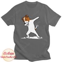 เสื้อยืดแขนสั้น ผ้าฝ้าย พิมพ์ลาย Jack Russell Terrier สําหรับผู้ชาย